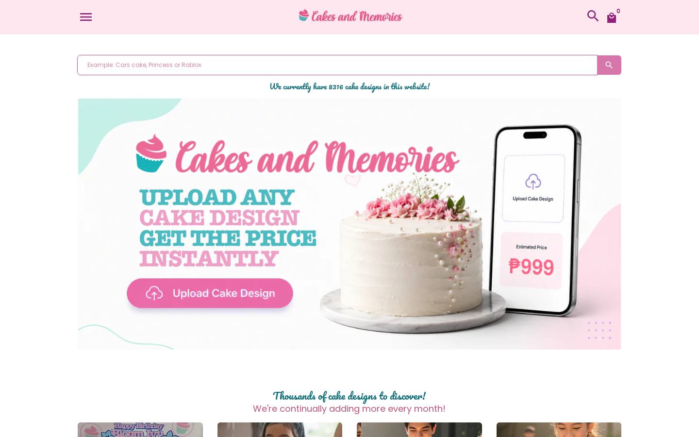 cakesandmemories.com homepage screenshot