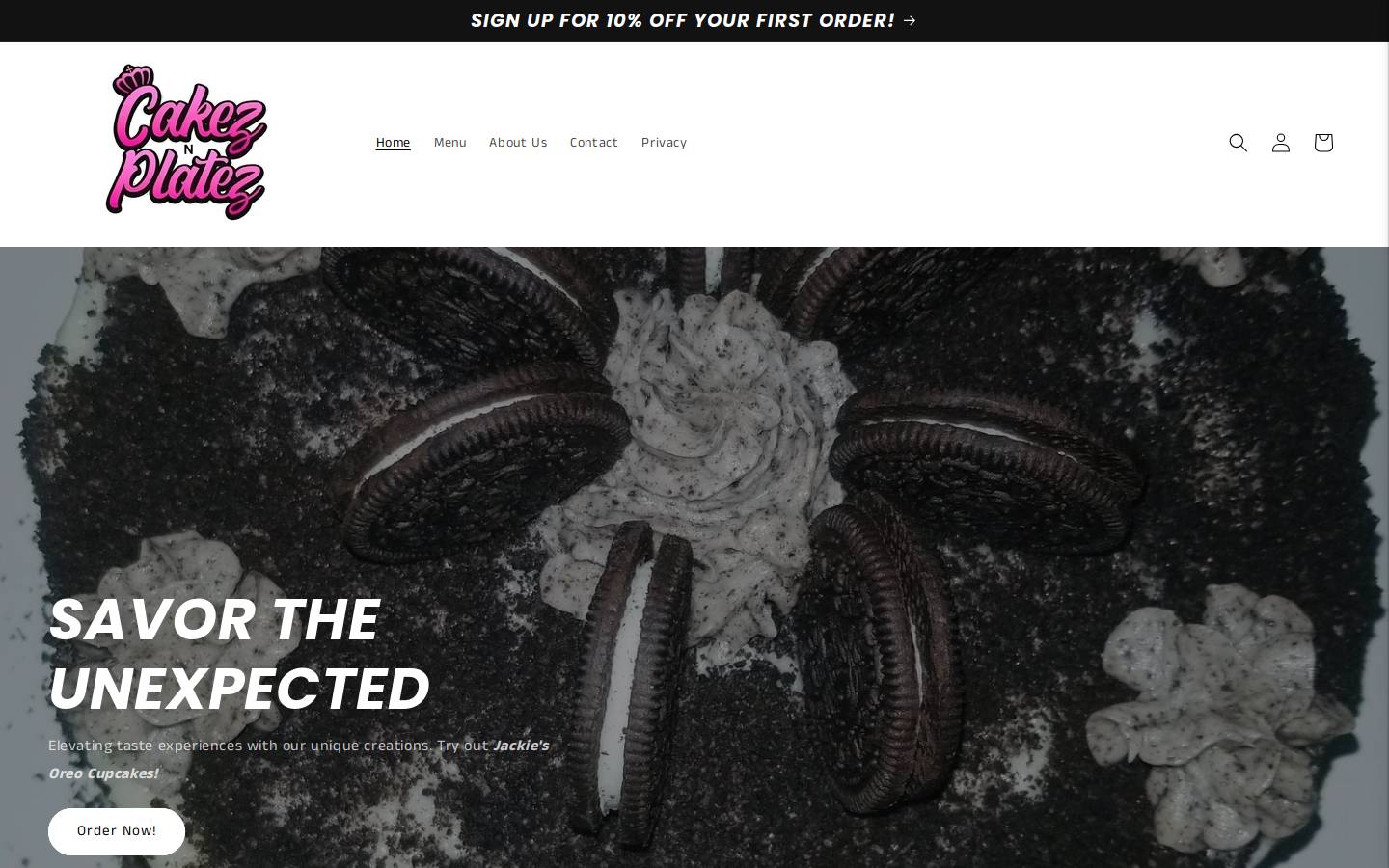 cakeznplatez.com homepage screenshot