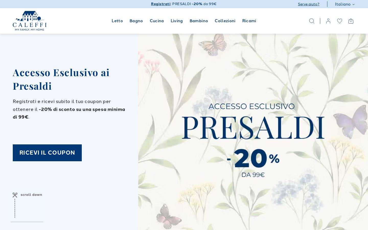 Caleffi - Biancheria per la casa homepage screenshot