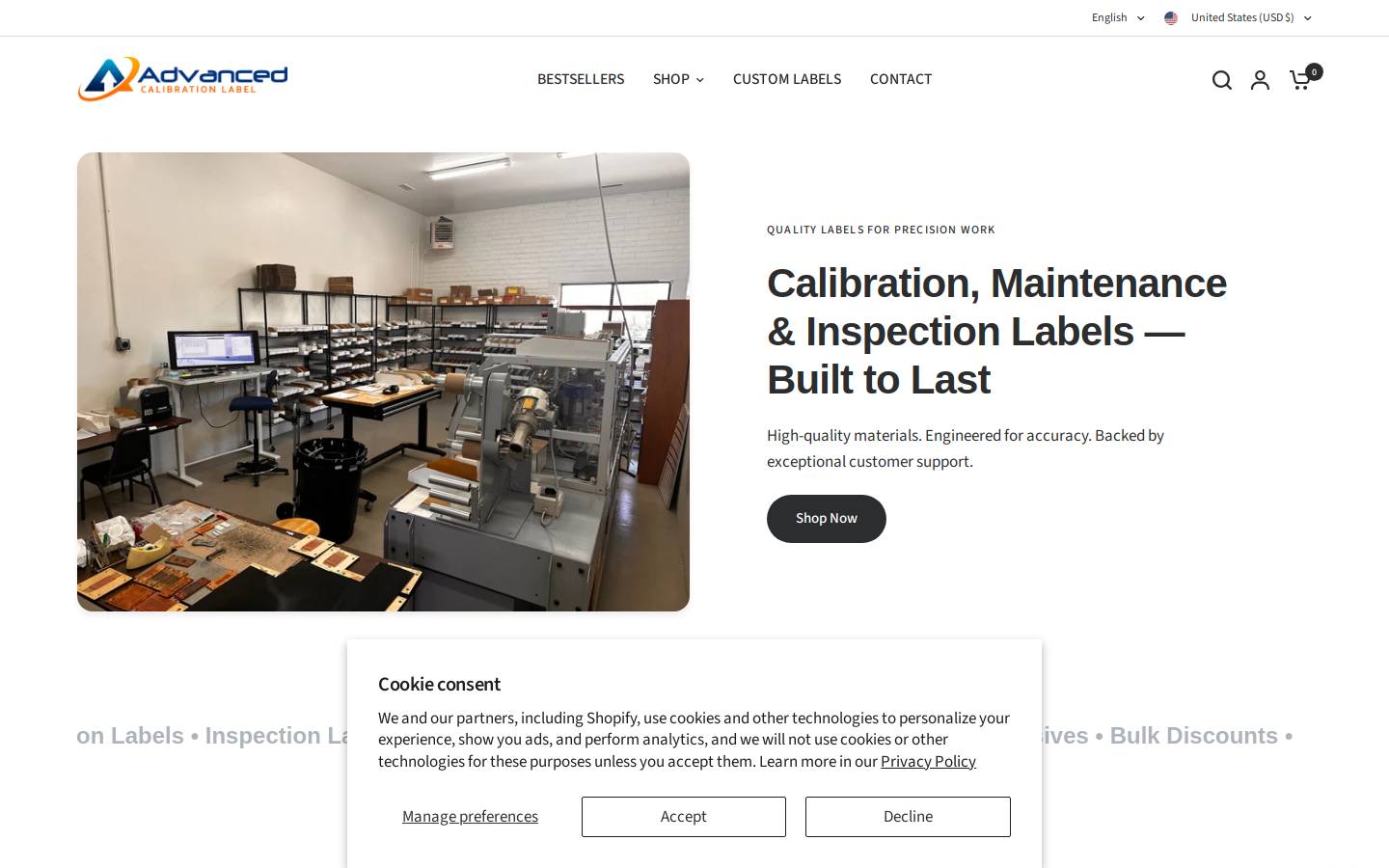 calibrationlabel.us homepage screenshot