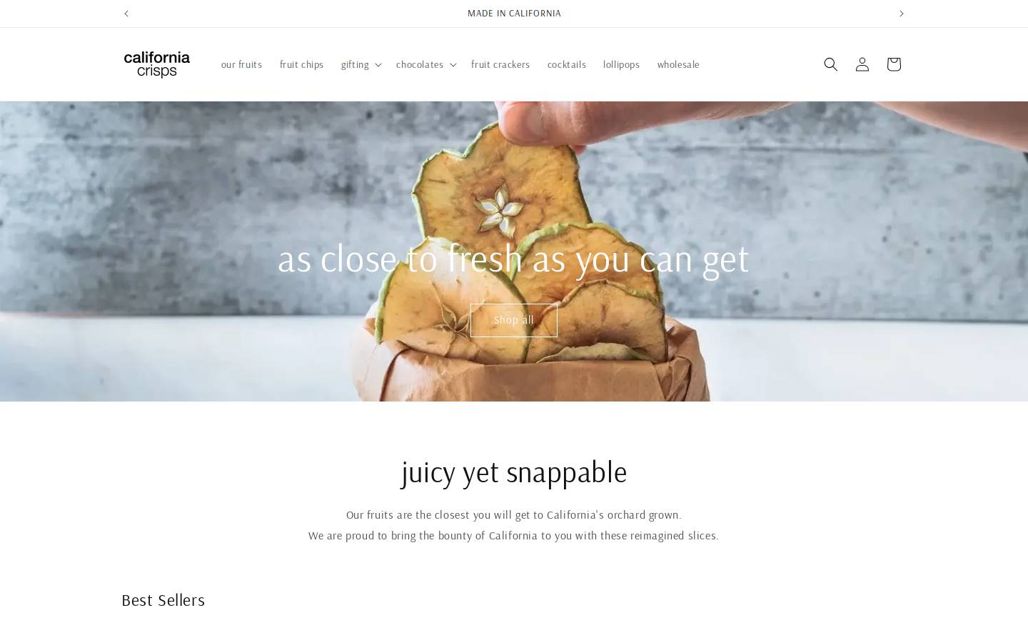 californiacrisps.com homepage screenshot