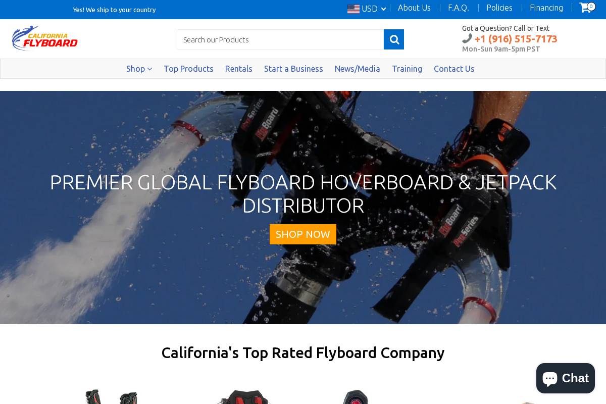 californiaflyboard.com homepage screenshot