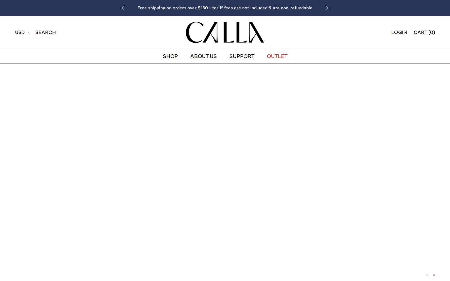 Callashoes homepage screenshot