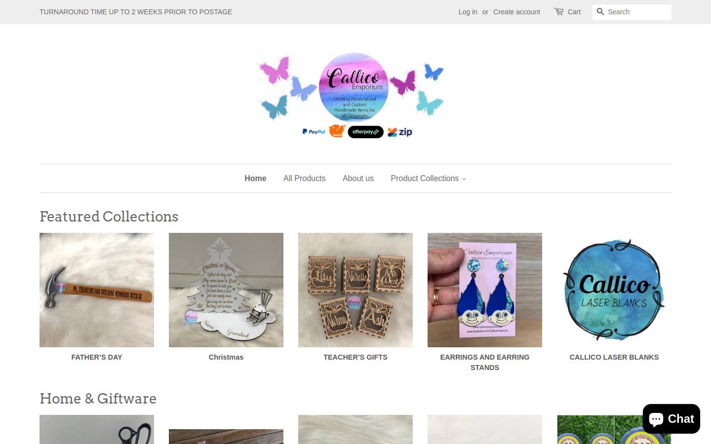 callicoemporium.au homepage screenshot