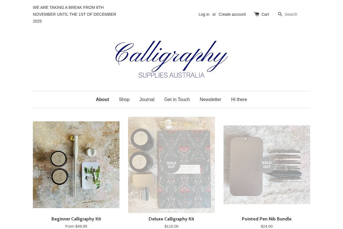 calligraphysuppliesaustralia.com homepage screenshot