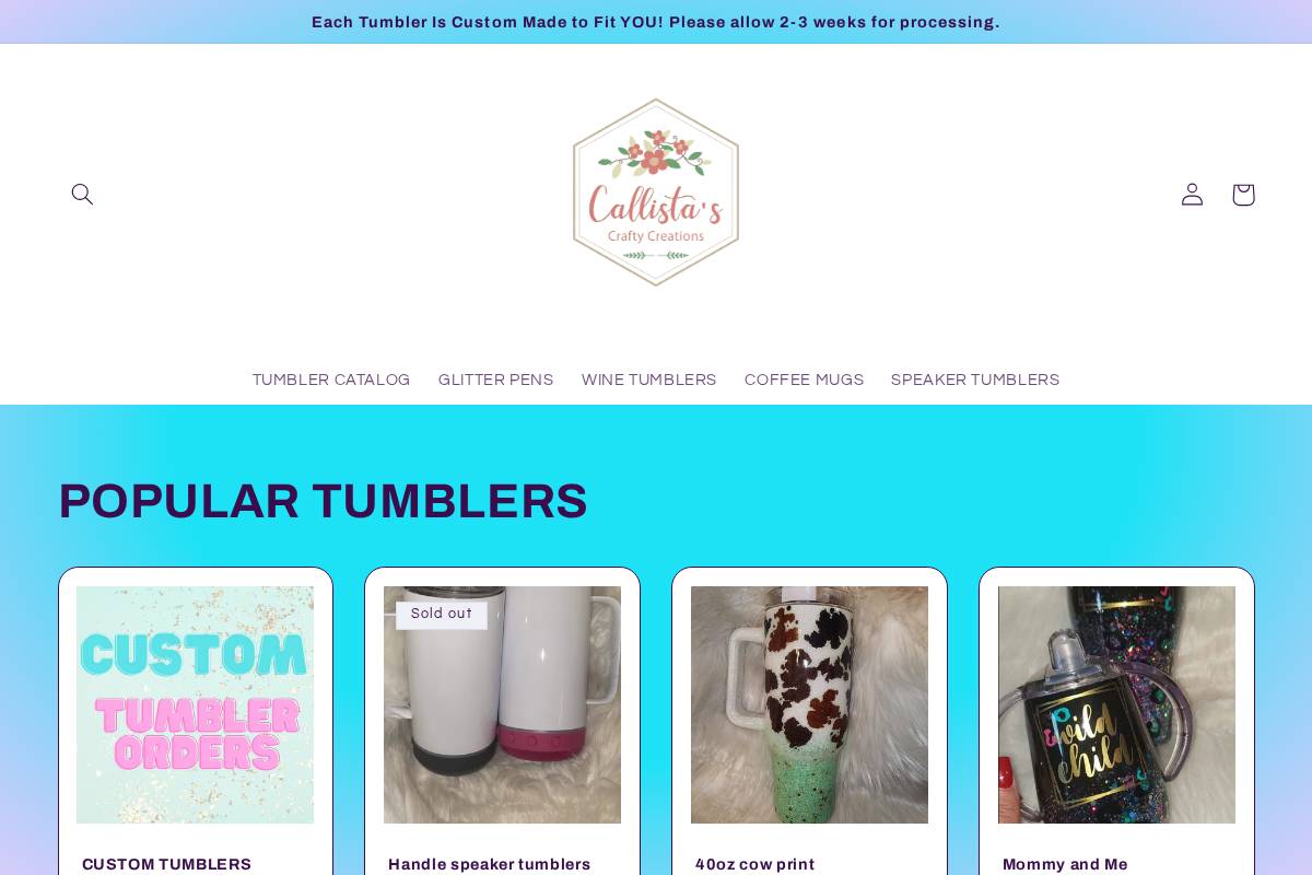 callistascraftycreations.com homepage screenshot