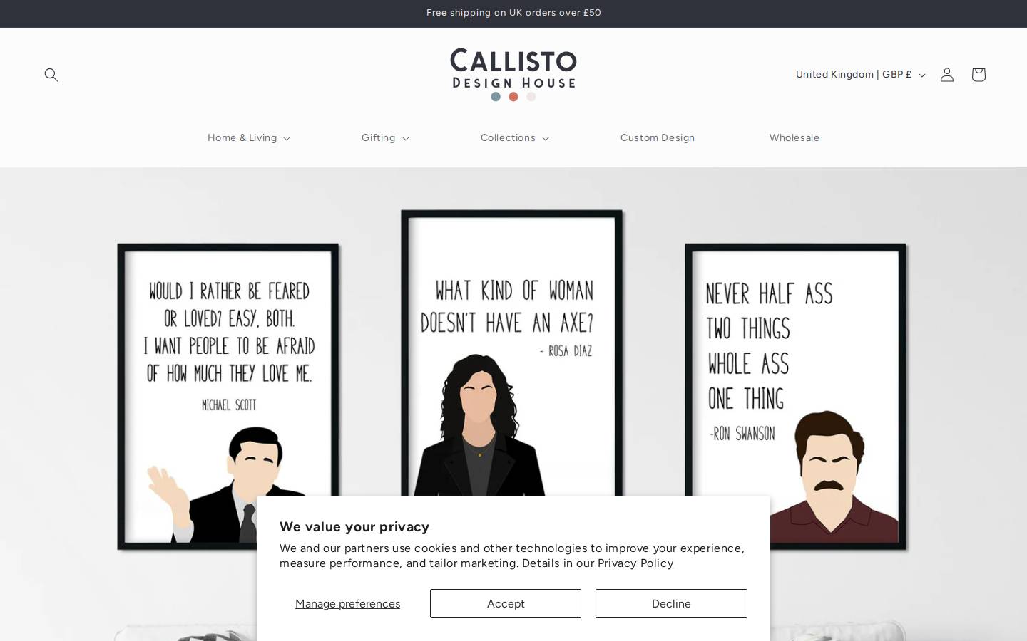 Callisto Design House homepage screenshot