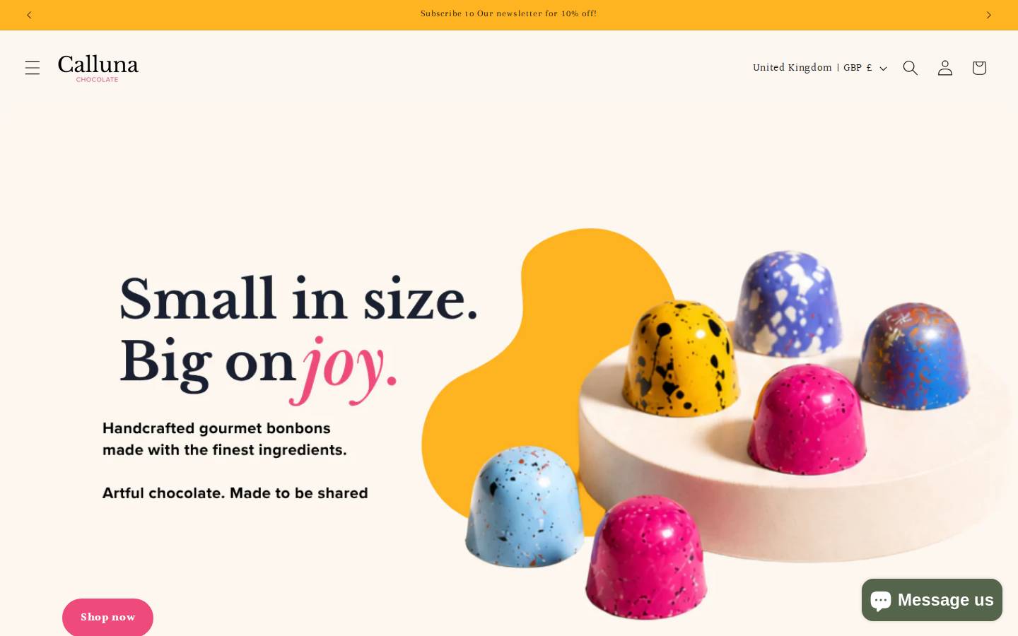 callunachocolate.com homepage screenshot