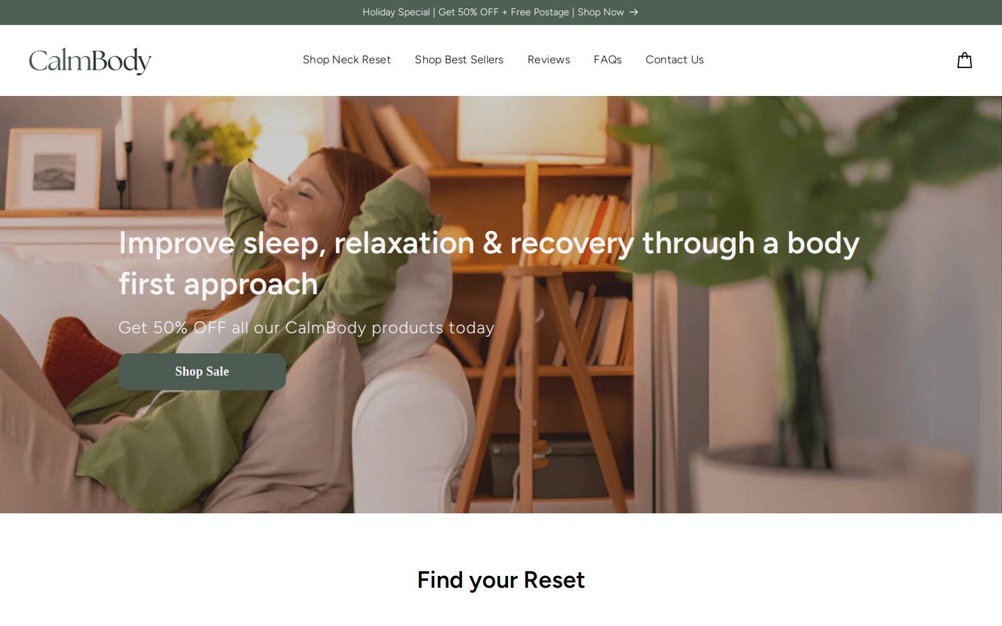 calm-body.com homepage screenshot