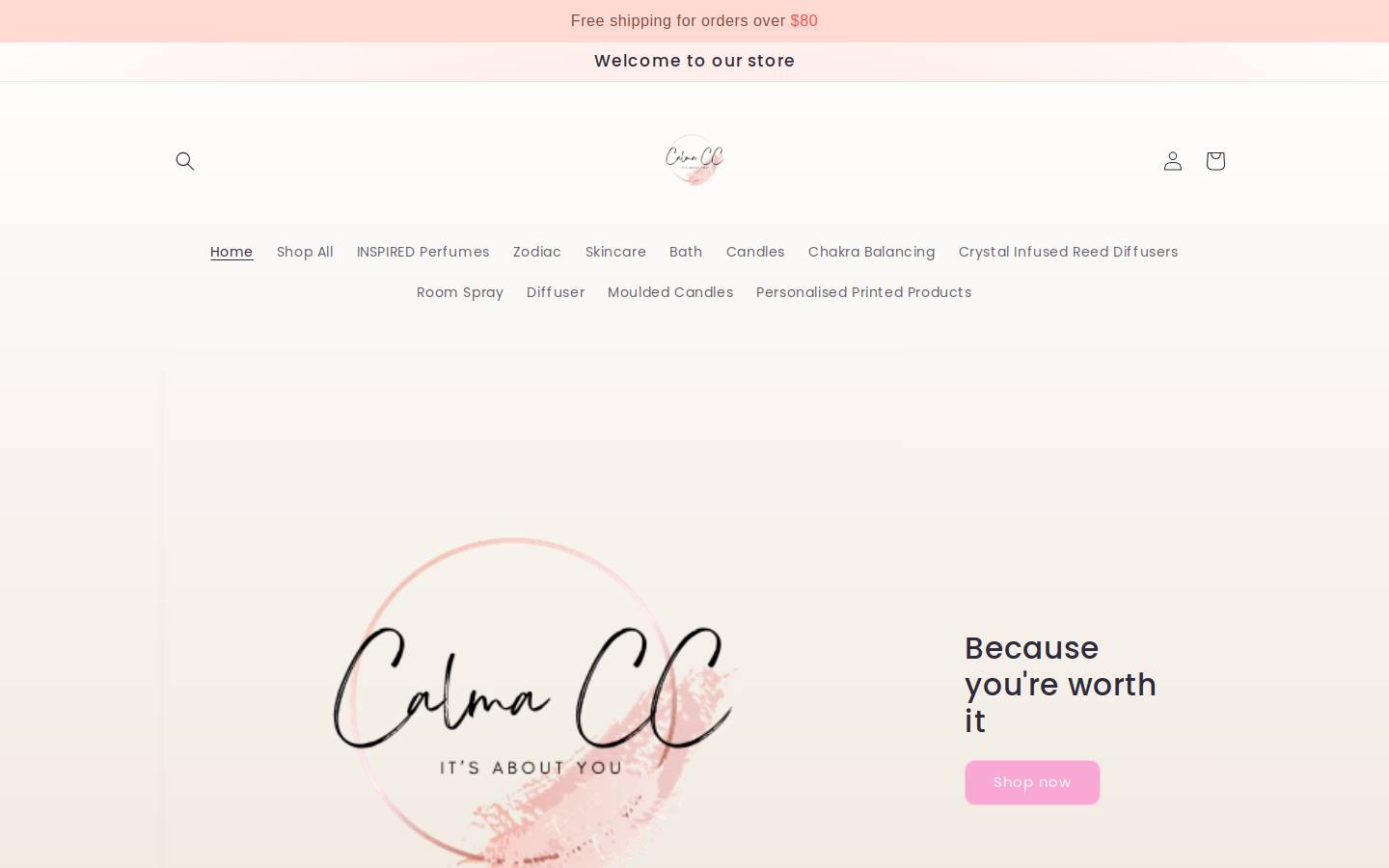 calma-candles.com homepage screenshot