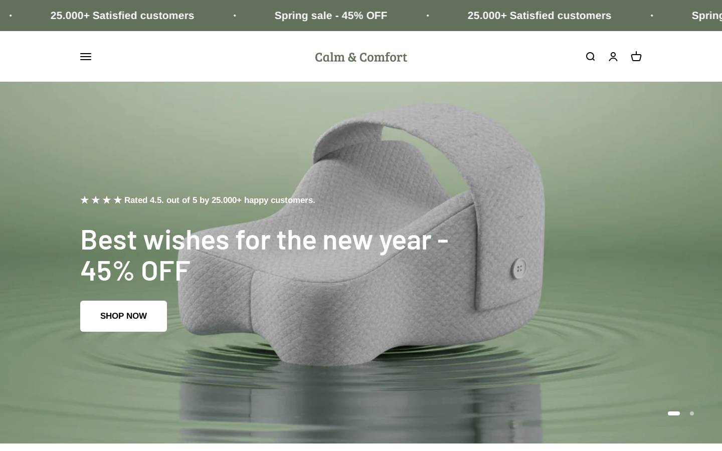 calmandcomfort.com homepage screenshot