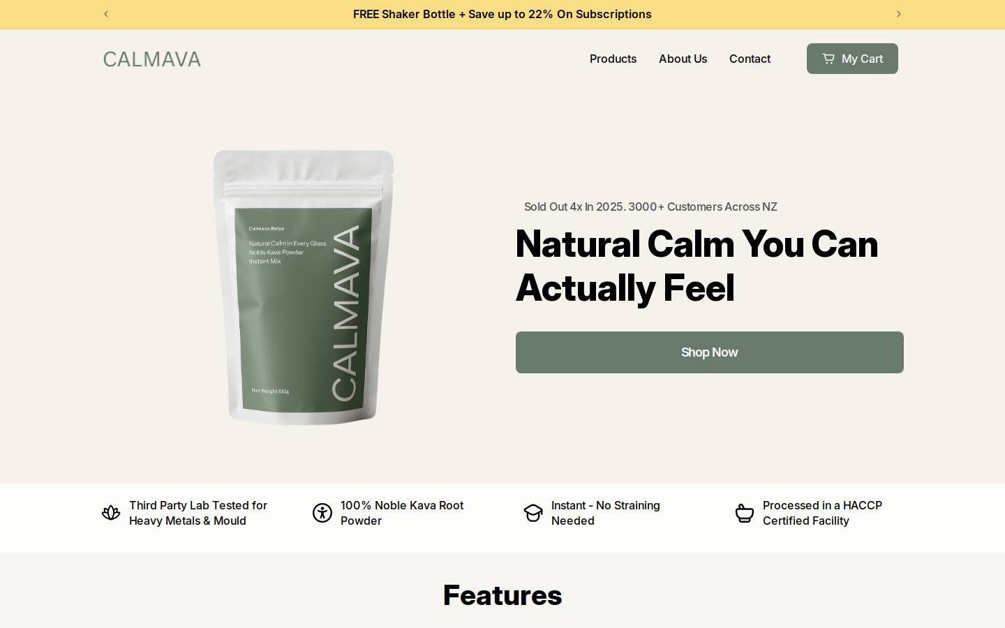 calmava.co.nz homepage screenshot
