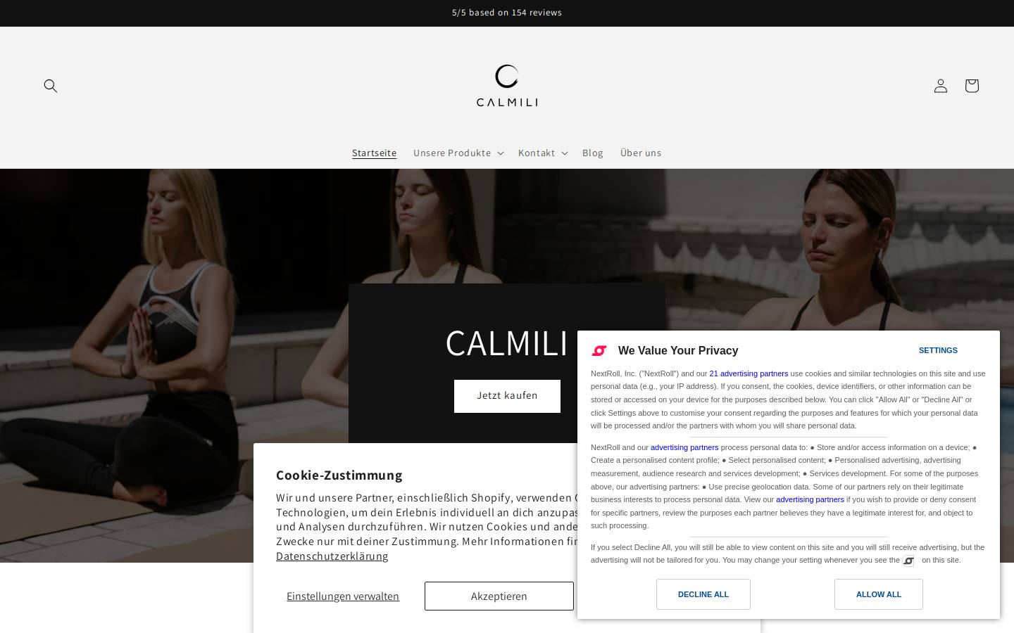 calmili.com homepage screenshot