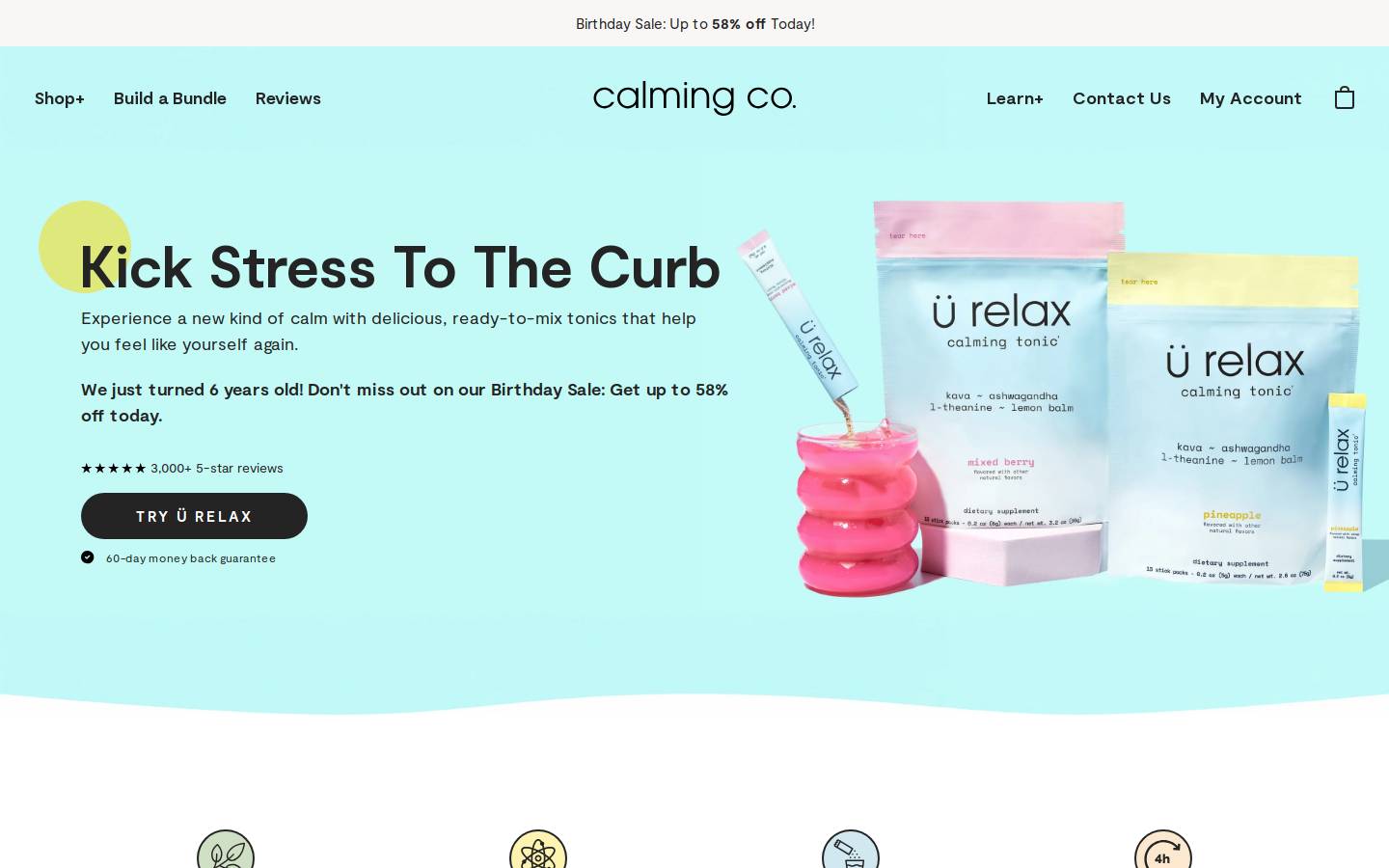 Calming Co. homepage screenshot