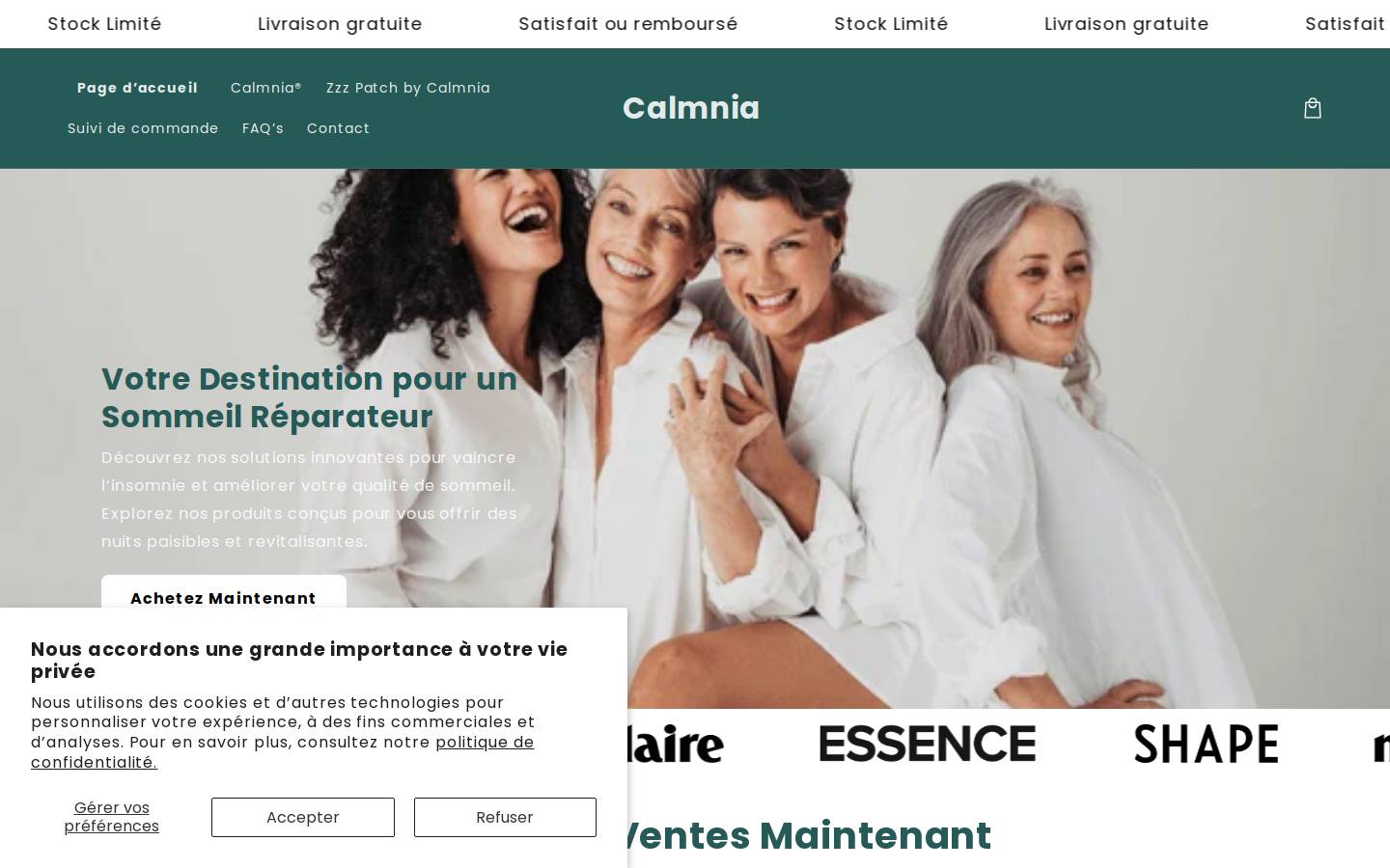 calmnia.com homepage screenshot