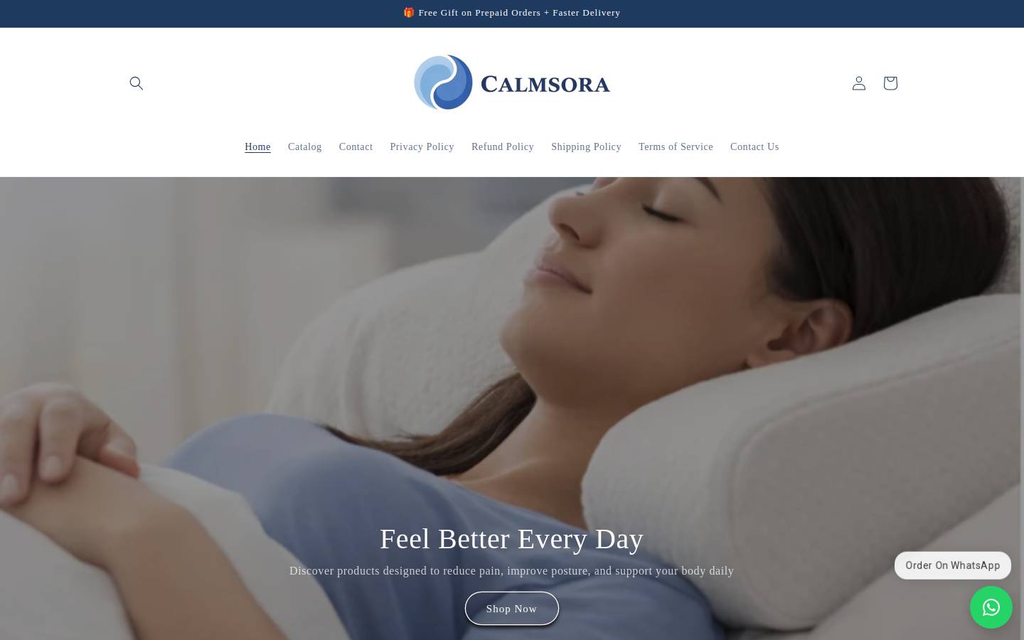 calmsora.com homepage screenshot