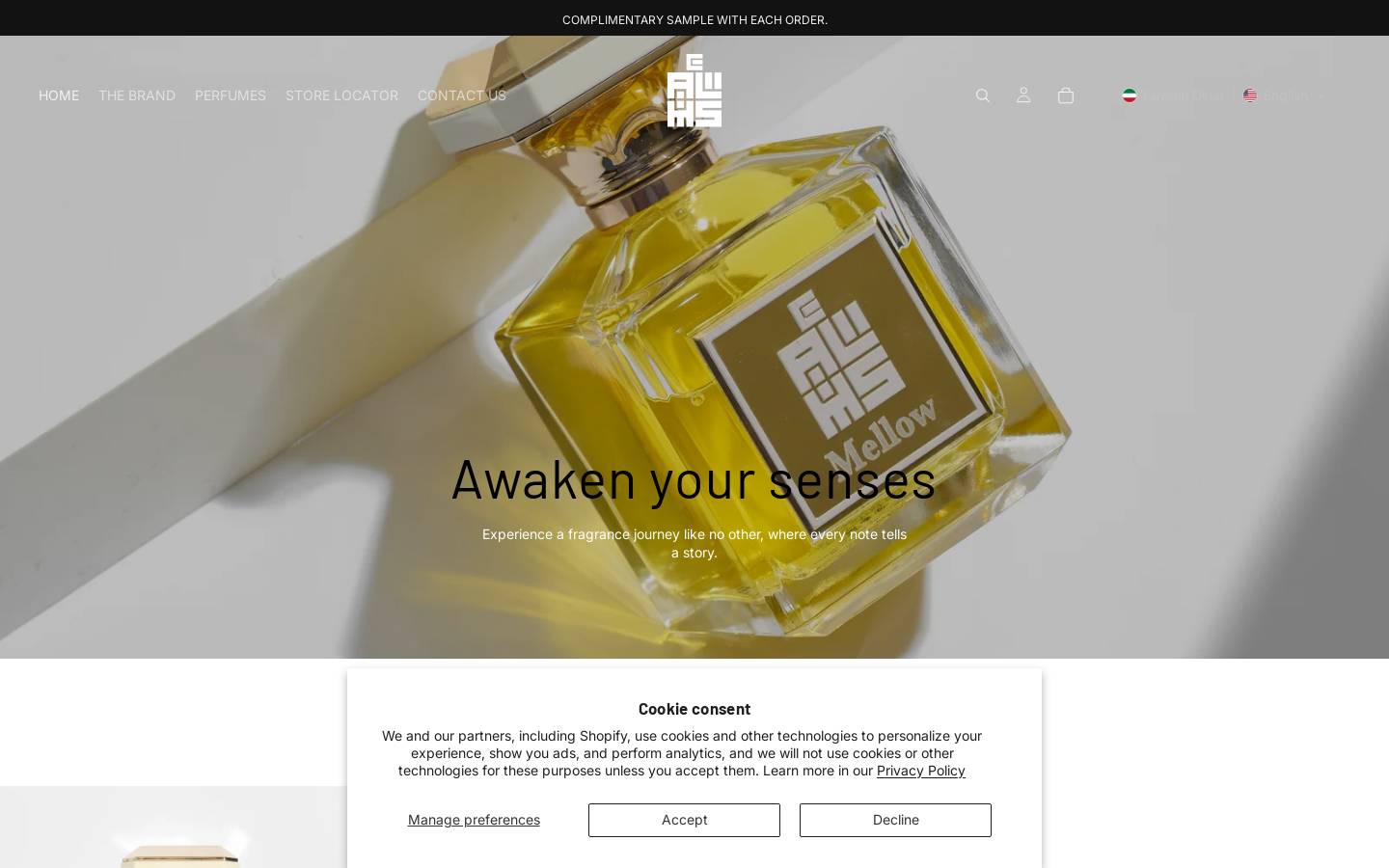 calmsperfumes.com homepage screenshot