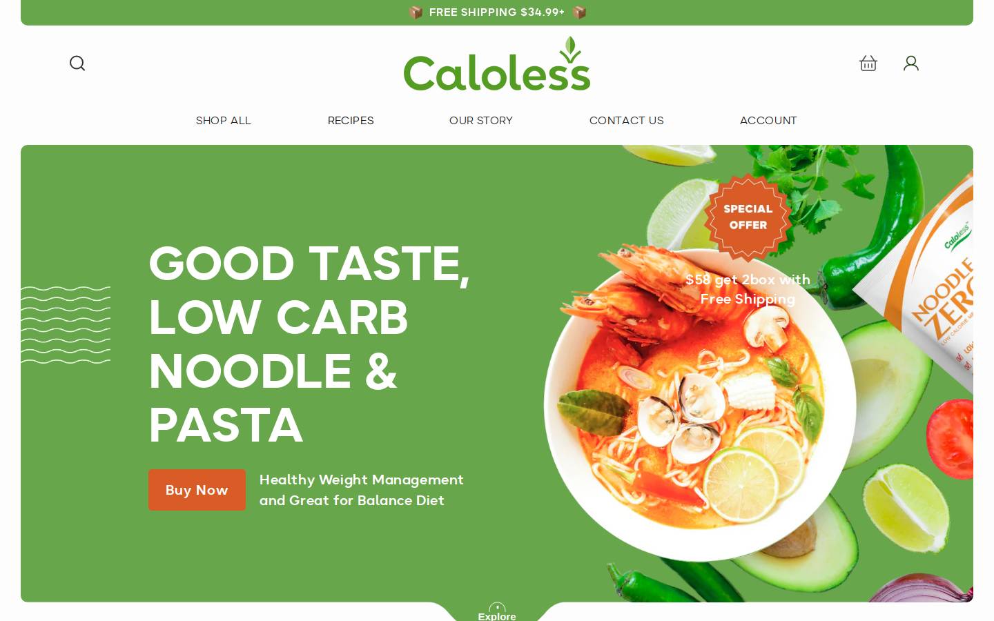 caloless.com homepage screenshot