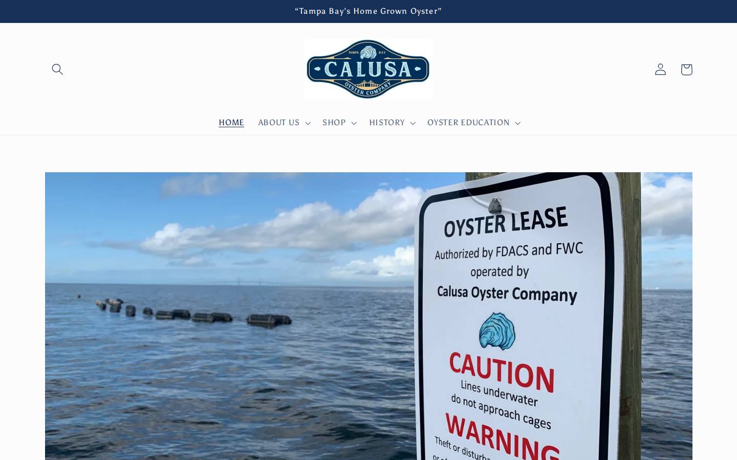 calusaoysterco.com homepage screenshot