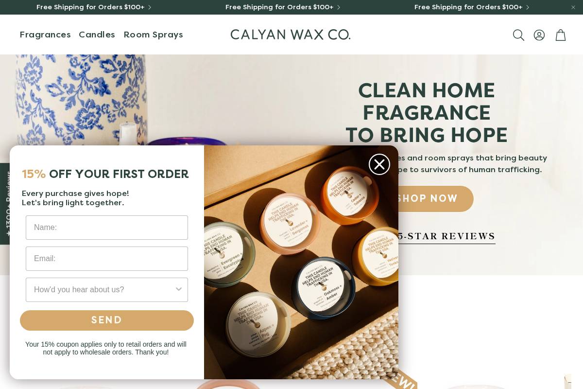 calyanwaxco.com homepage screenshot