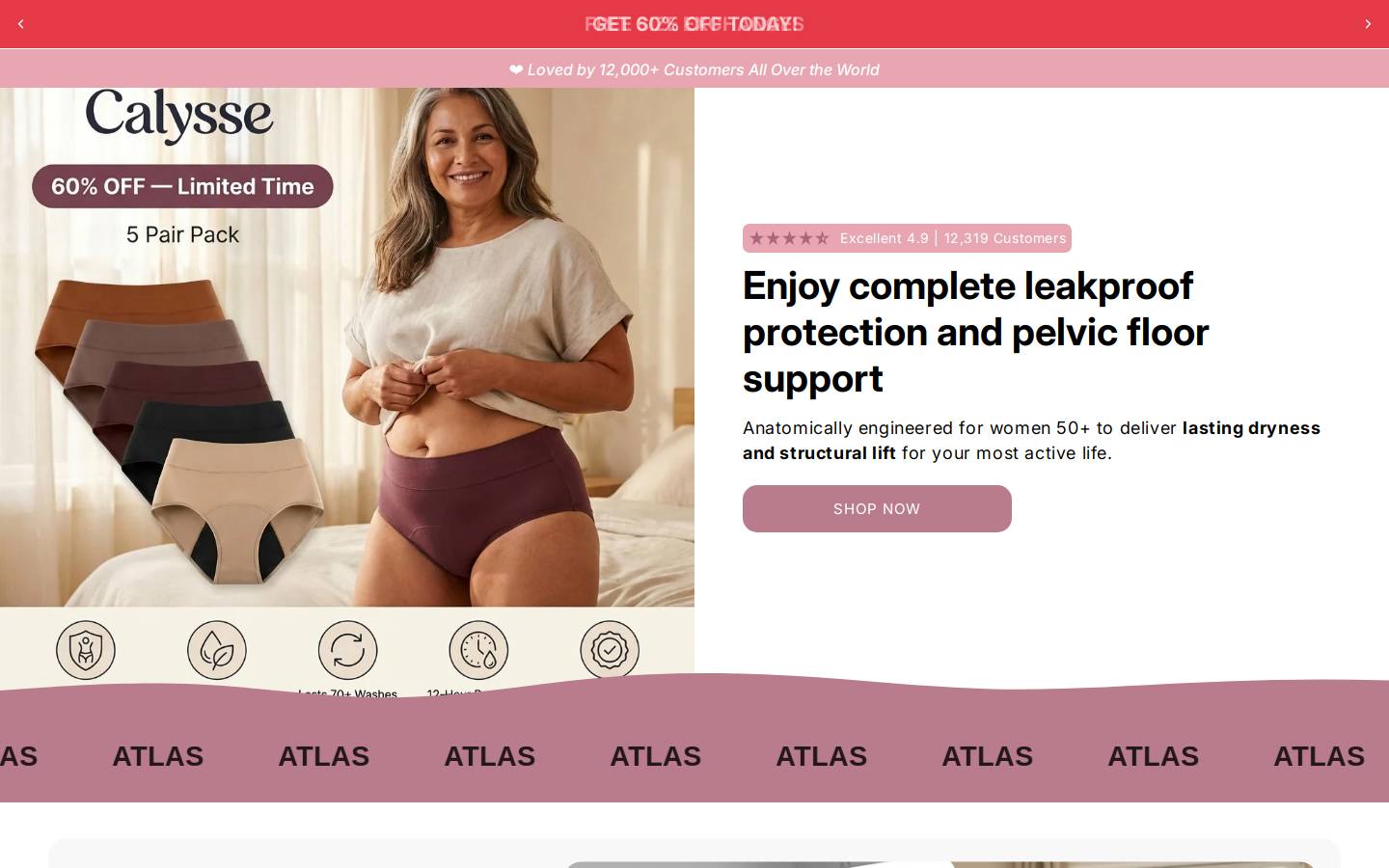calyssewear.com homepage screenshot