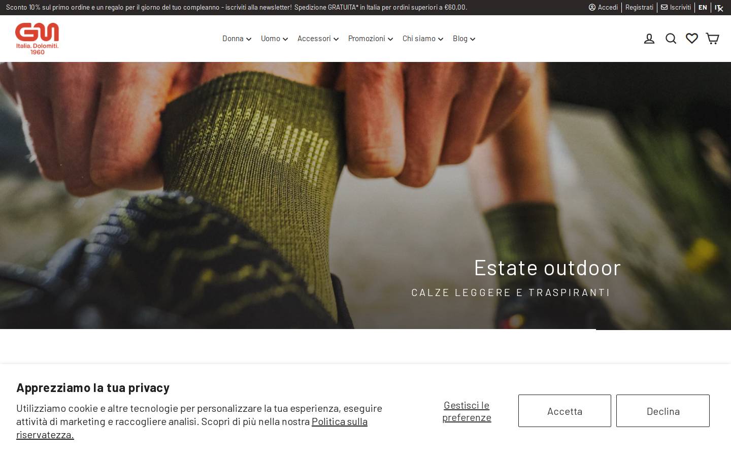 Calze GM Sport homepage screenshot