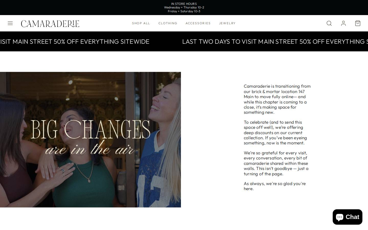 camaraderiestyle.com homepage screenshot