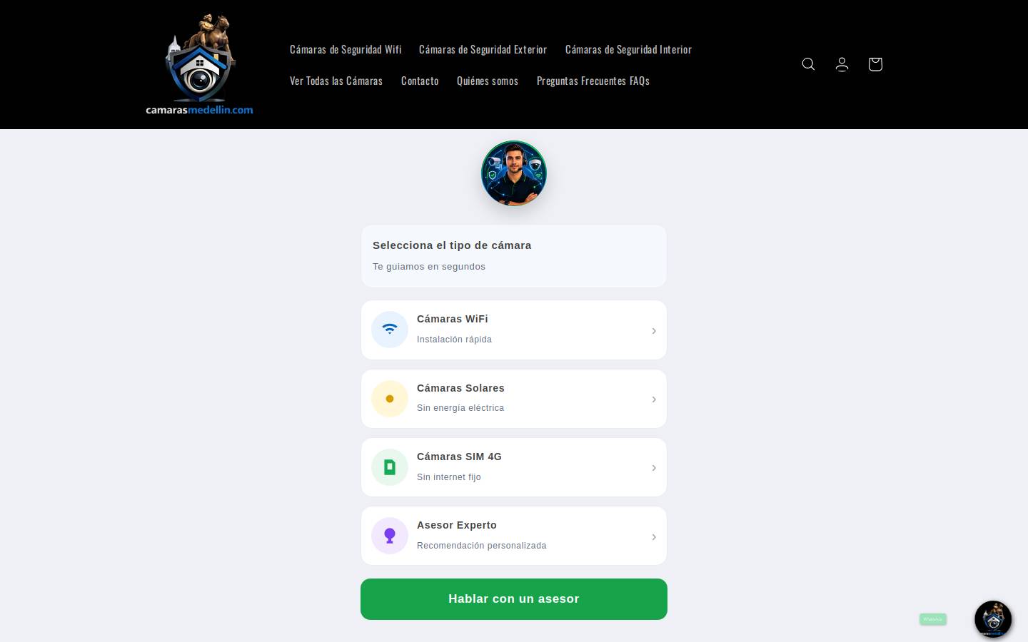 camarasmedellin.com homepage screenshot