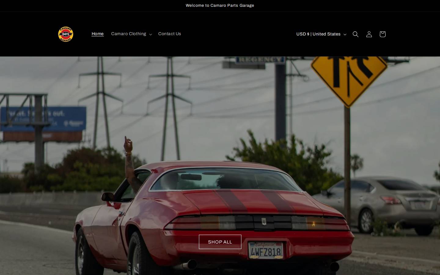 camaropartsgarage.com homepage screenshot