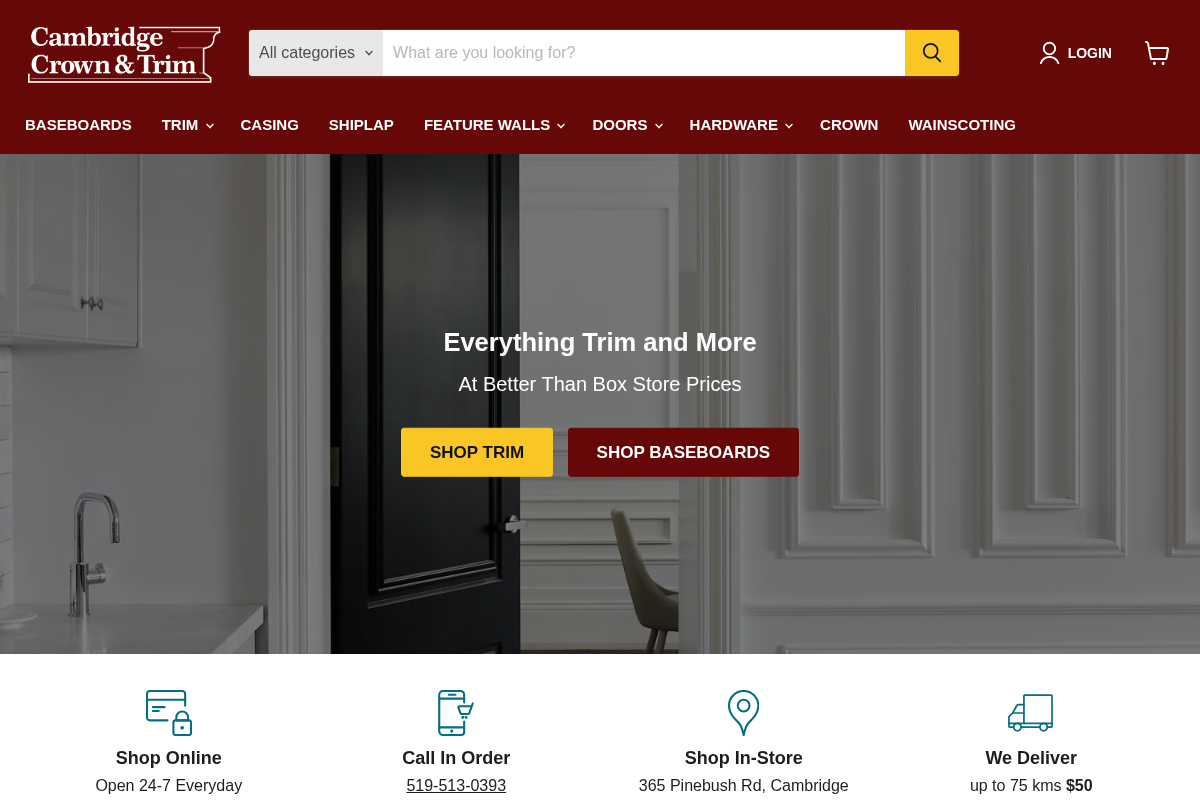 Cambridge Crown and Trim homepage screenshot