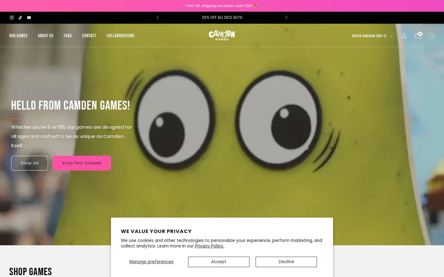 camdengames.com homepage screenshot