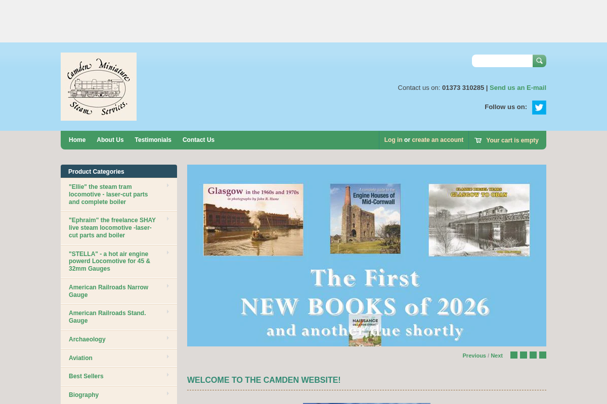 Camden Miniature Steam Services homepage screenshot