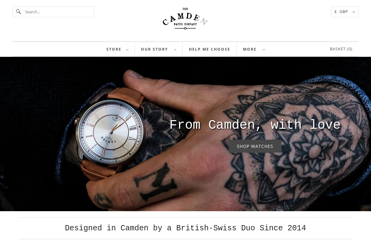 The Camden Watch Company homepage screenshot