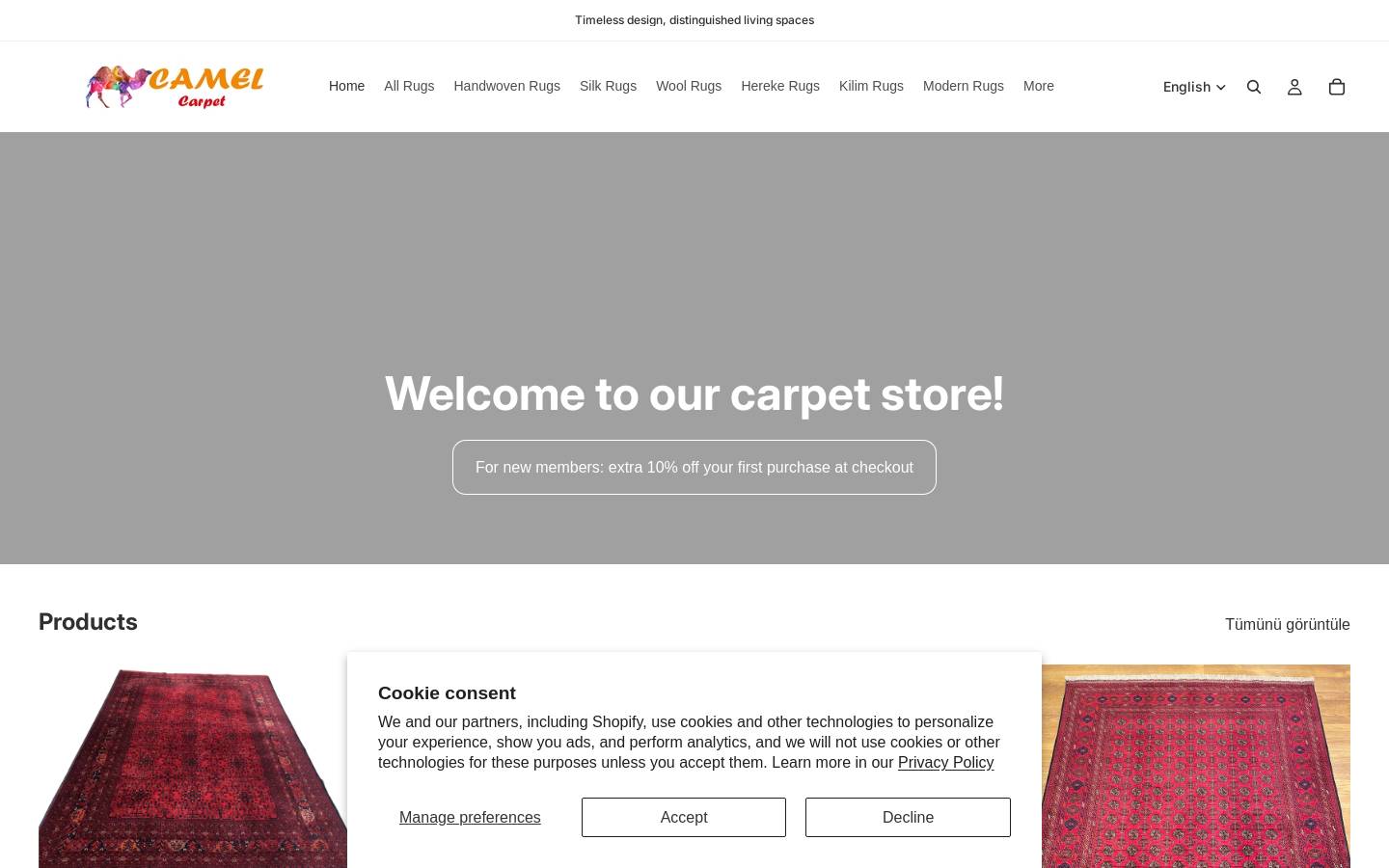 camelcarpets.com homepage screenshot