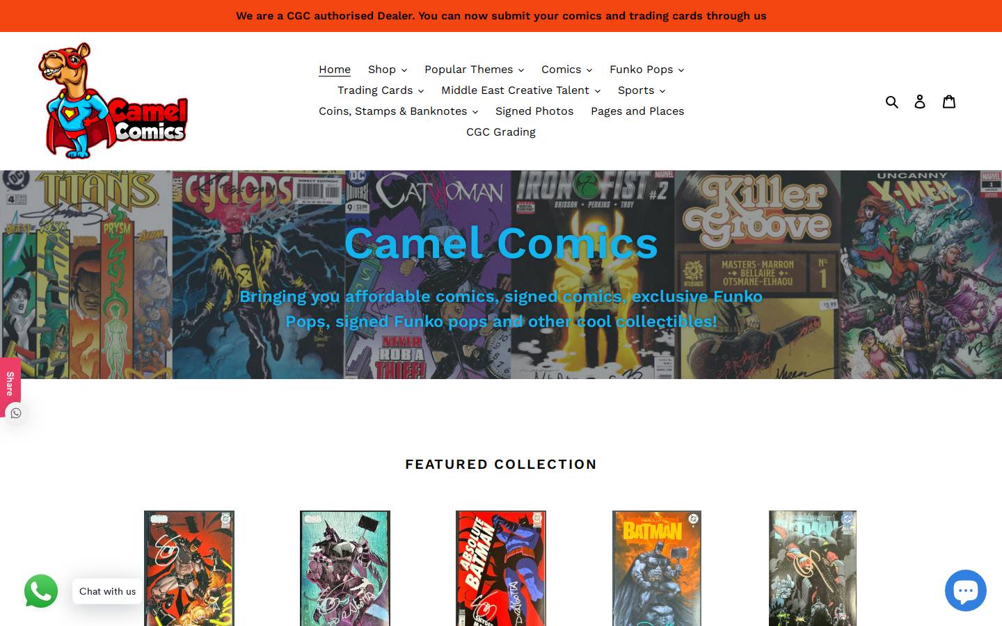 camelcomics.com homepage screenshot