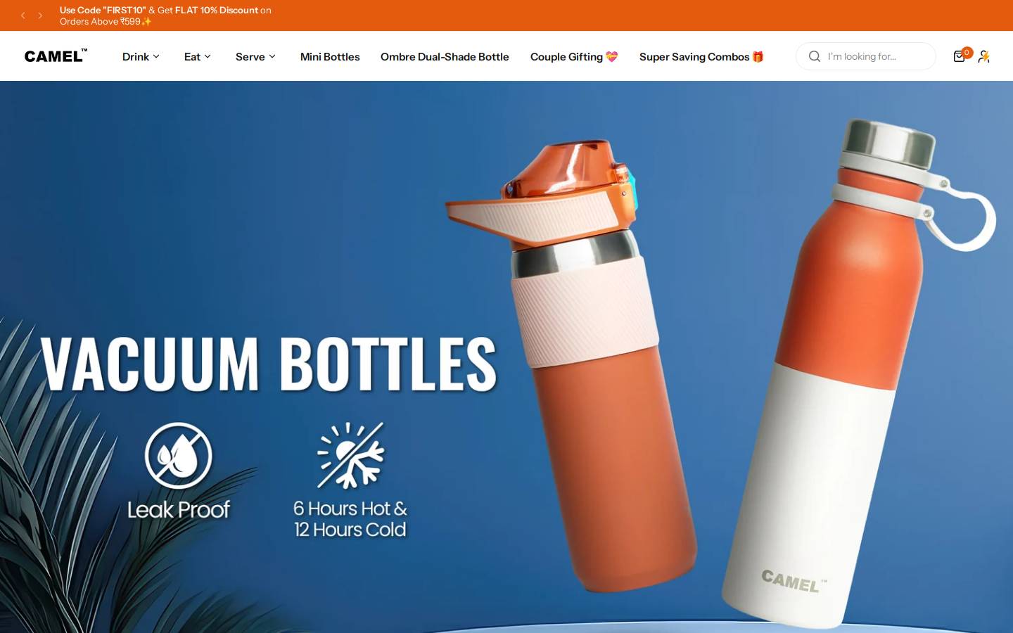 camelflasks.in homepage screenshot