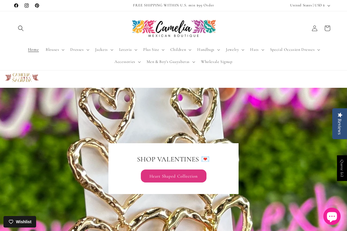 Camelia Mexican Boutique homepage screenshot