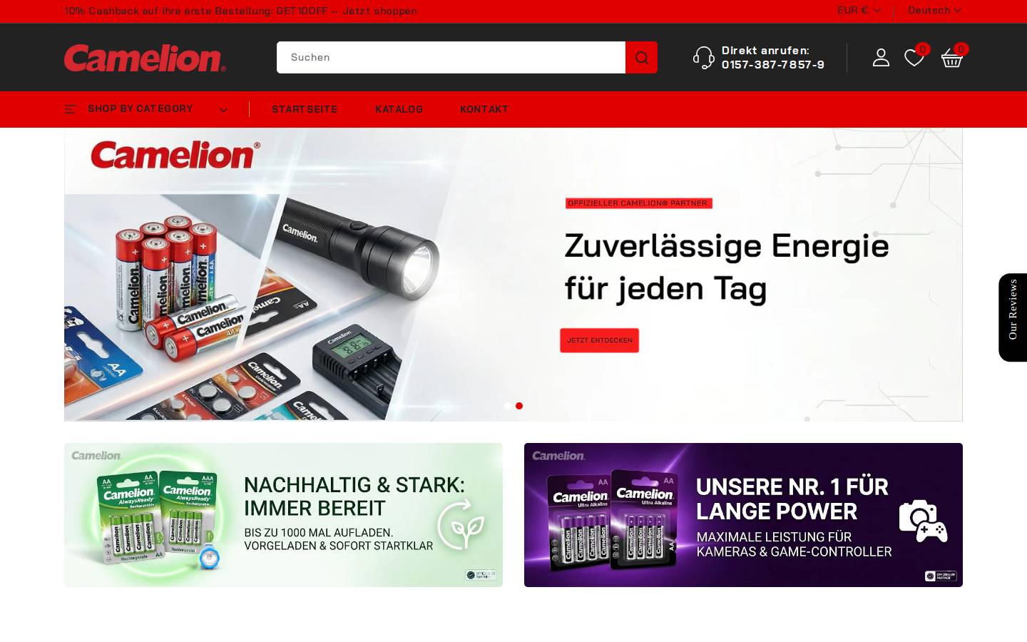 camelionbattery.eu homepage screenshot