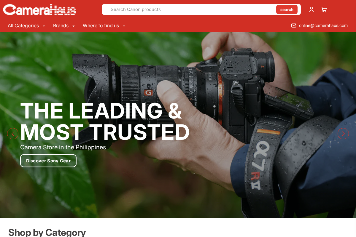Camerahaus homepage screenshot