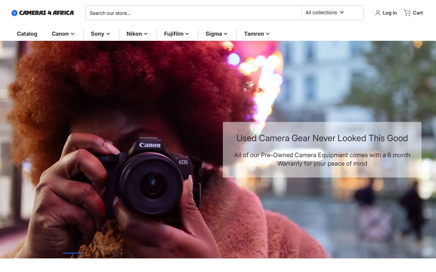 camerasforafrica.co.za homepage screenshot