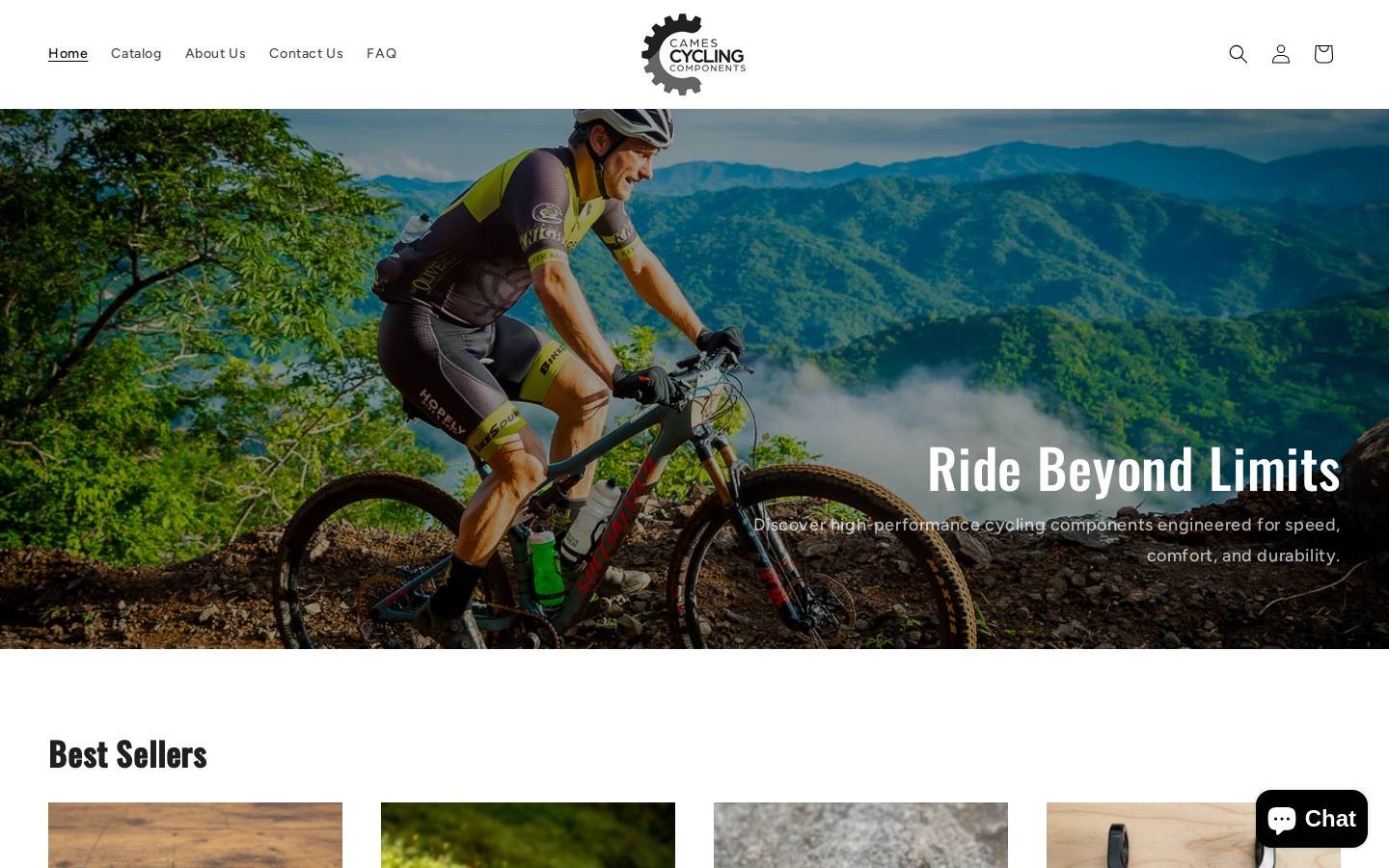 camescyclingcomponents.com homepage screenshot