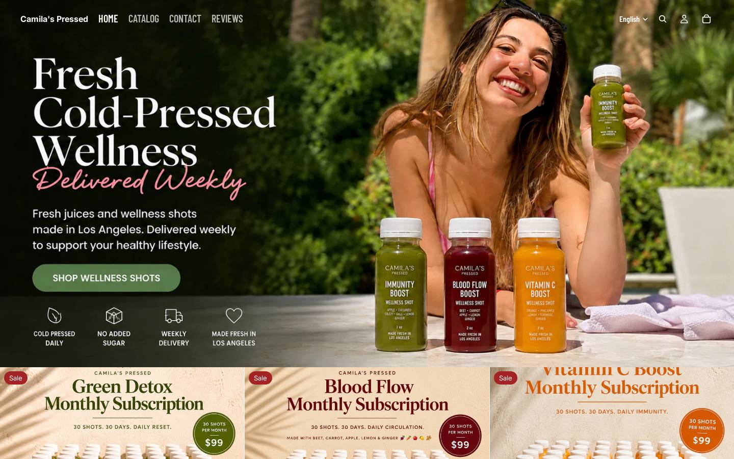 camilaspressed.com homepage screenshot