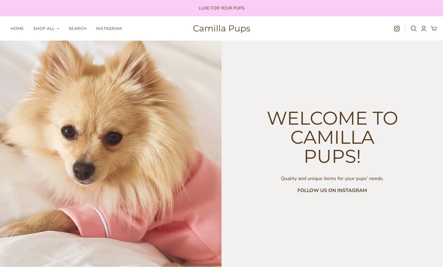 camillapups.com homepage screenshot