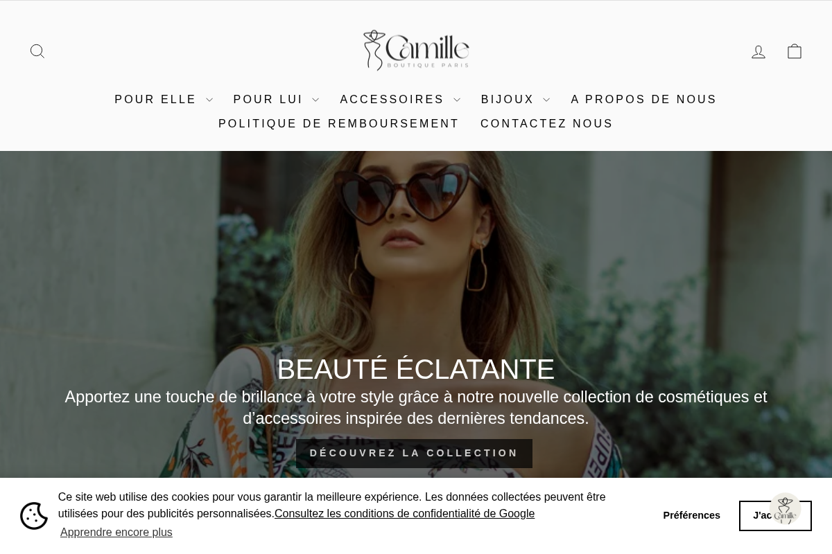 Camilleboutiqueparis homepage screenshot