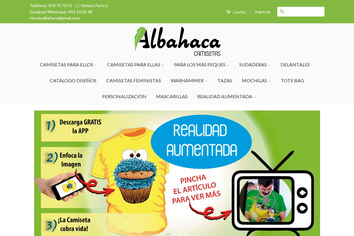 Camisetas Albahaca homepage screenshot