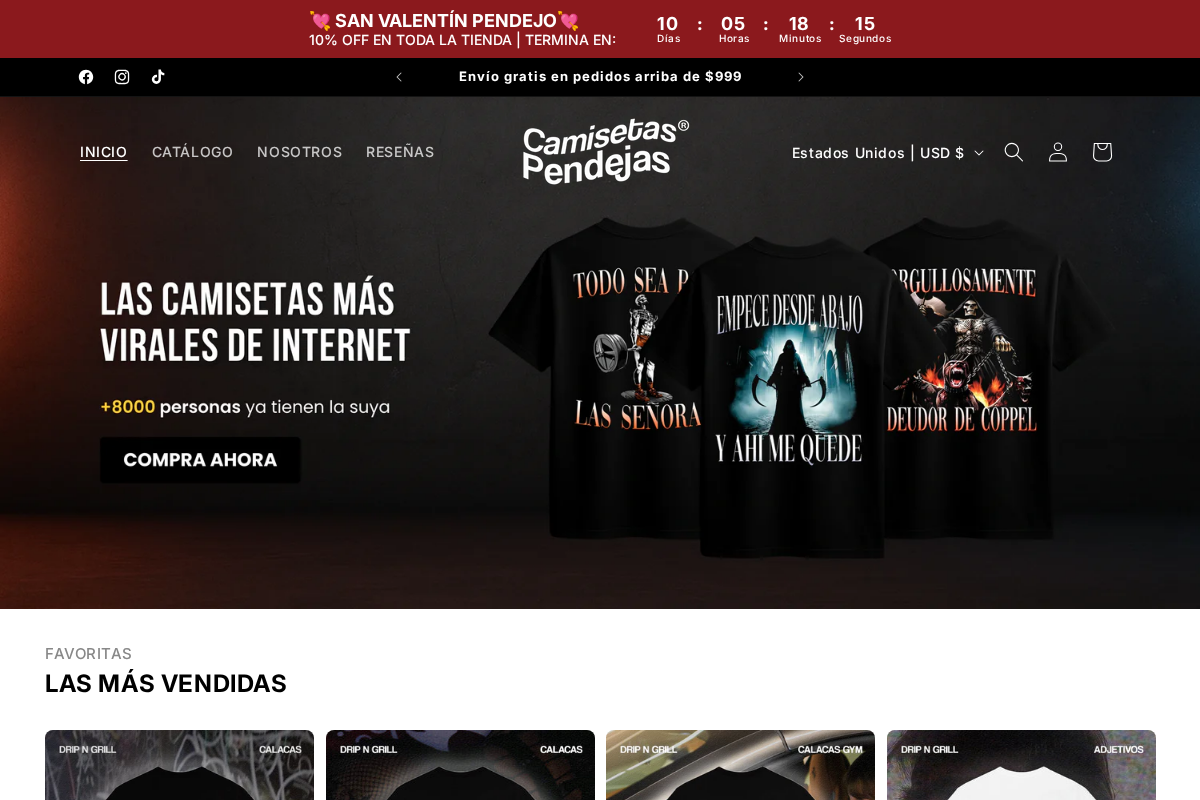 Camisetas Pendejas homepage screenshot