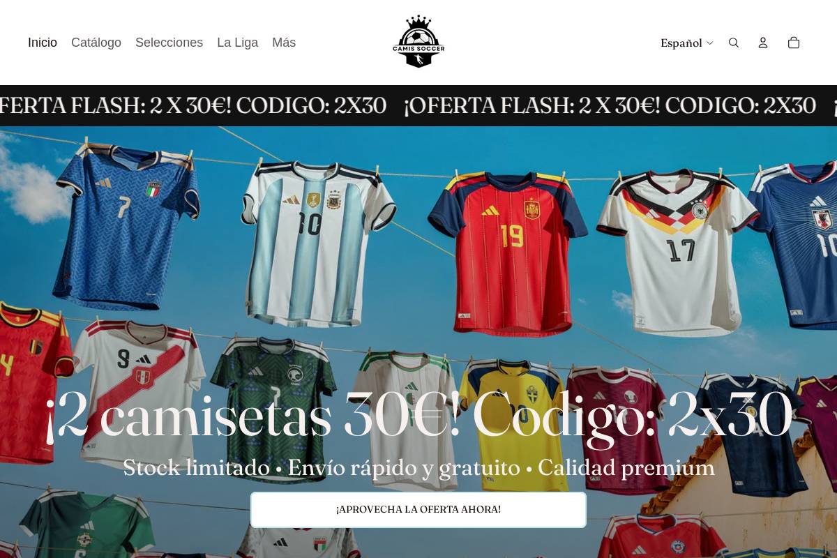 camissoccer.es homepage screenshot