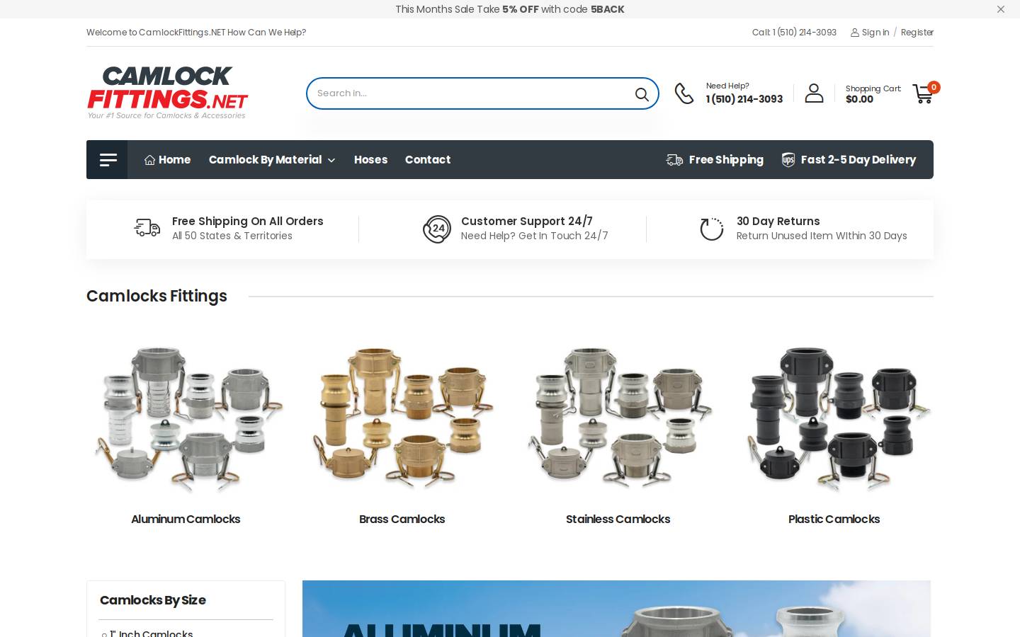 Camlockfittings homepage screenshot