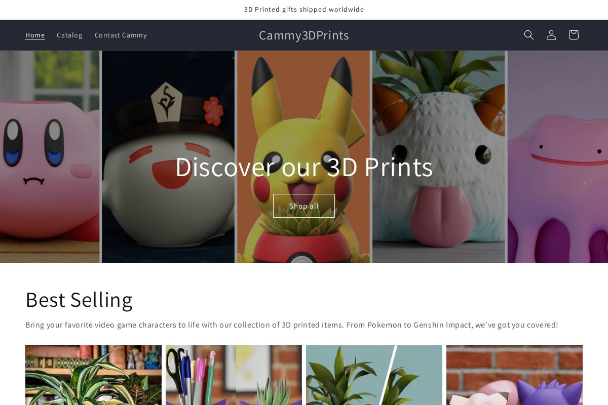 cammy3dprints.com homepage screenshot