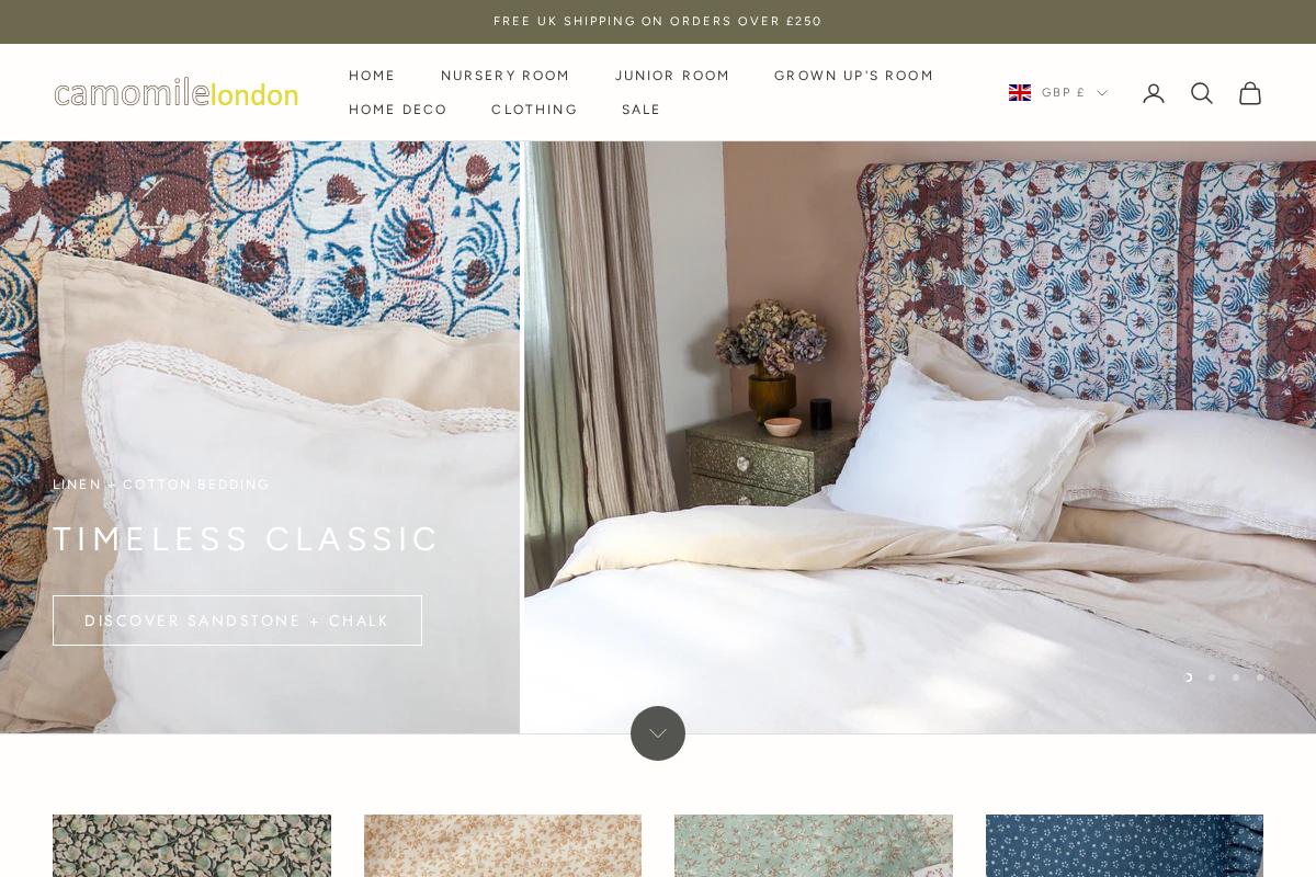 Camomile homepage screenshot